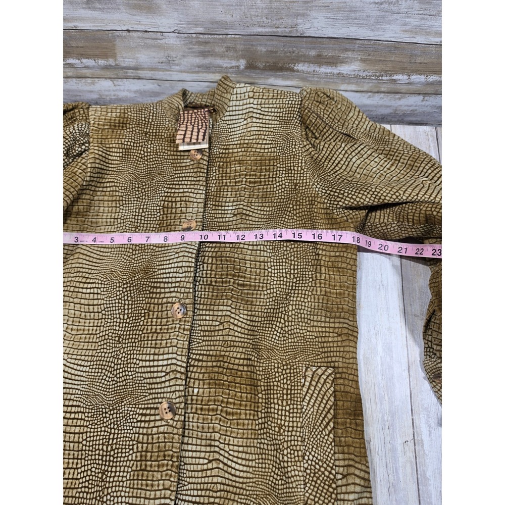 Castioni Italy Womens Crocodile Embossed Lambskin Leather Jacket Puff Sleeve 40 - Picture 10 of 11